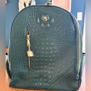 Tote&Carry Apollo 2 Emerald Green Faux Crocodile Embossed Backpack